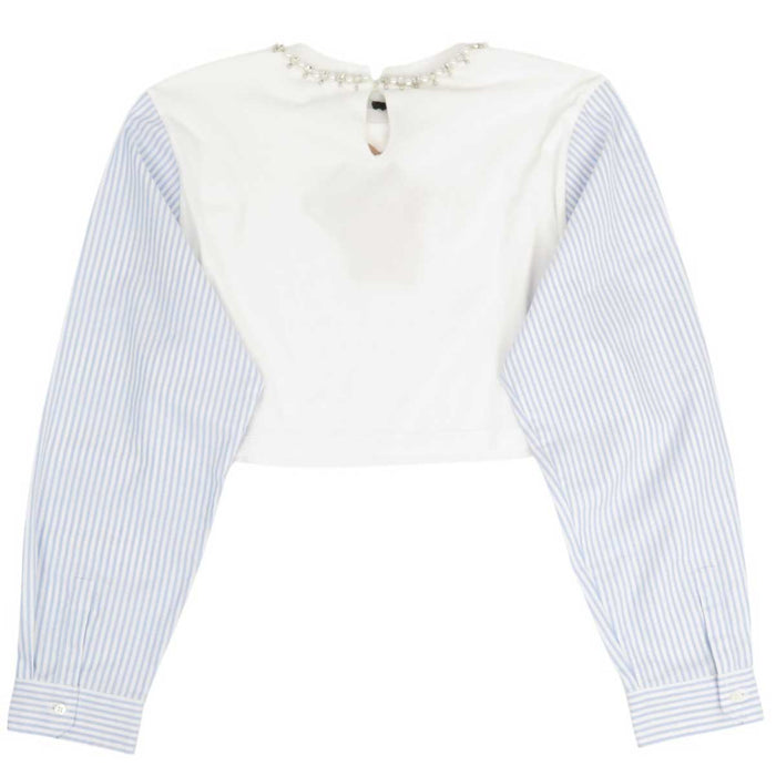 MIUMIU
Logo Stripe Cotton
Crystal Cropped Sleeve Switch T-shirt