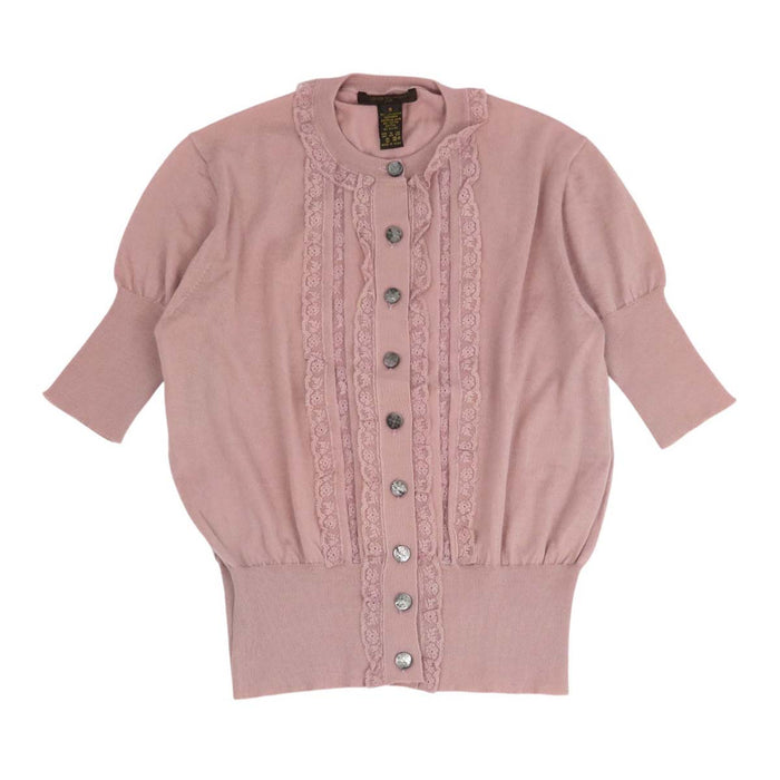 LOUIS VUITTON 
LV レース カシミヤ 
ロゴ 5分袖 カーディガン