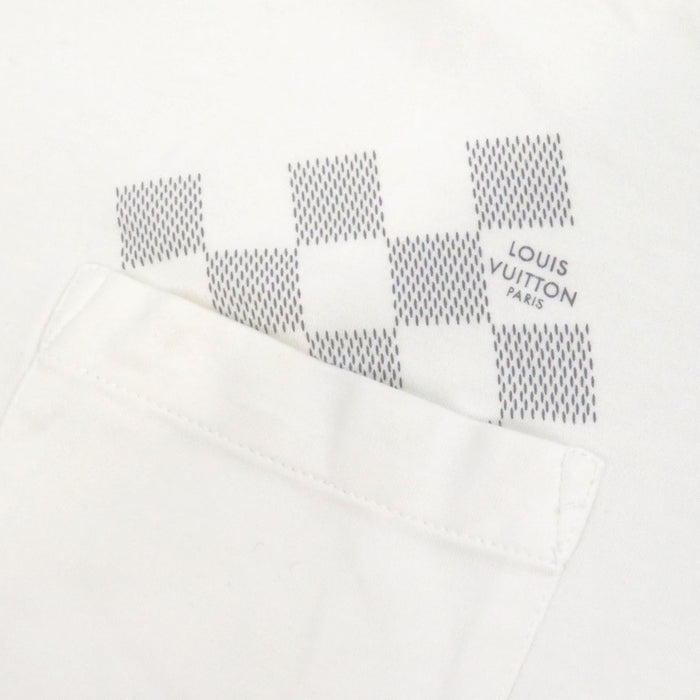 LOUIS VUITTON 
RM111M MSJR31CMS LV Logo Cotton 
Damier Azur Polo Shirt