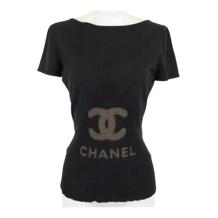CHANEL
Logo CC COCO Silk Cotton
Coco Mark Rib Switching Short Sleeve Knit