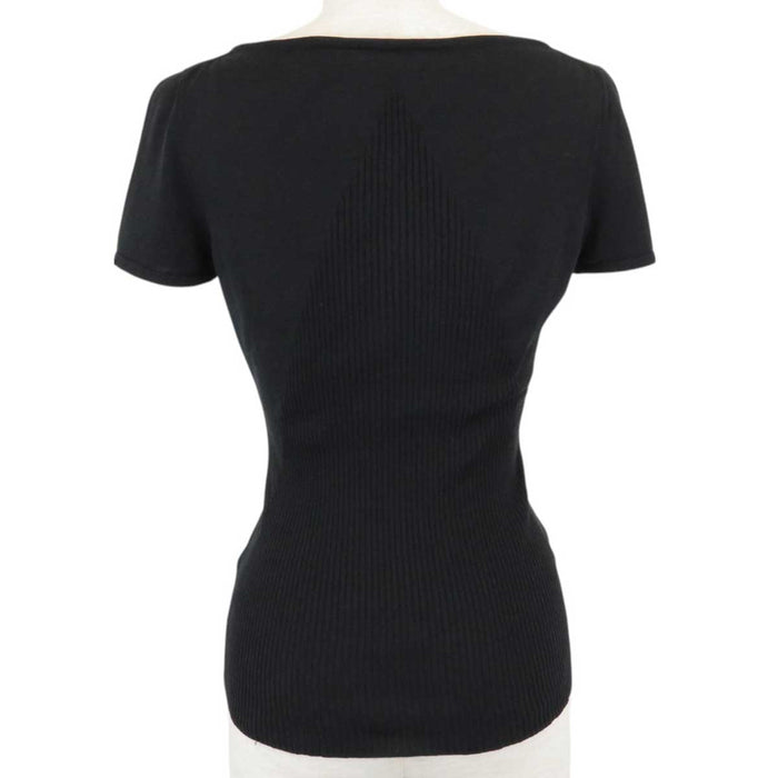 CHANEL 
ロゴ CC COCO シルク コットン 
ココマーク リブ 切替 ショートスリーブ ニット