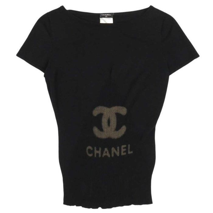CHANEL
Logo CC COCO Silk Cotton
Coco Mark Rib Switching Short Sleeve Knit