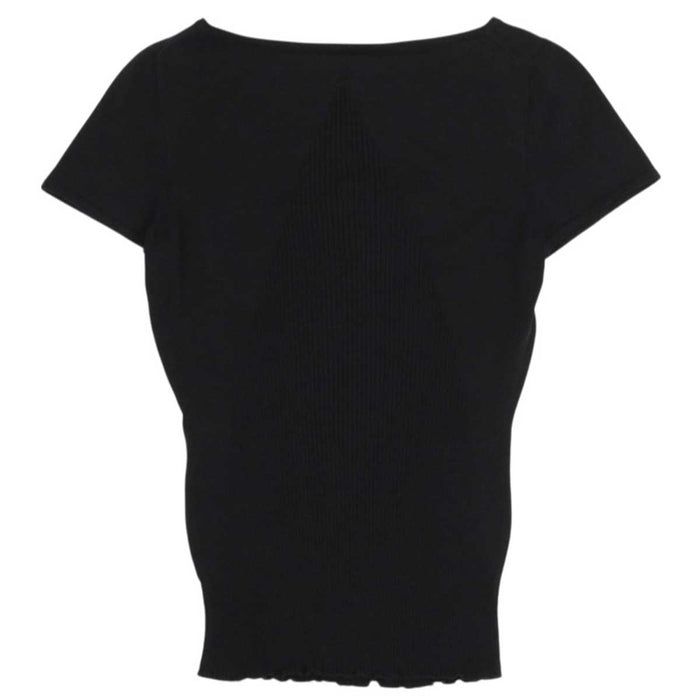 CHANEL 
ロゴ CC COCO シルク コットン 
ココマーク リブ 切替 ショートスリーブ ニット