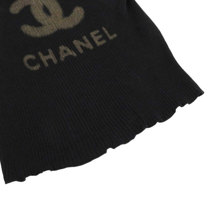 CHANEL 
ロゴ CC COCO シルク コットン 
ココマーク リブ 切替 ショートスリーブ ニット