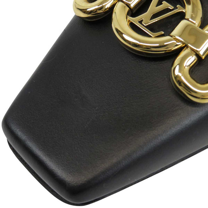LOUIS VUITTON 
LVサークル ロゴ スクエアトゥ レザー 
ロータリー ライン パンプス