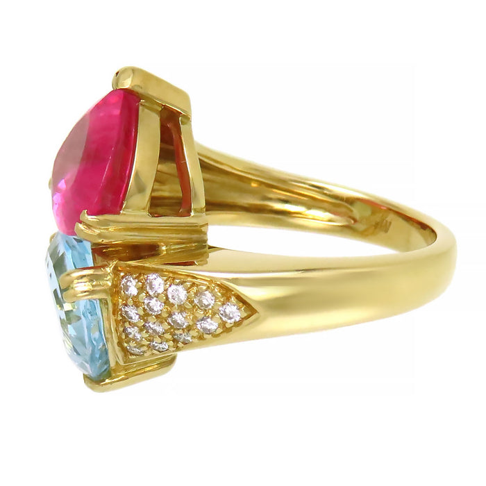 Ponte Vecchio 
Pink Tourmaline Blue Topaz Diamond Ring