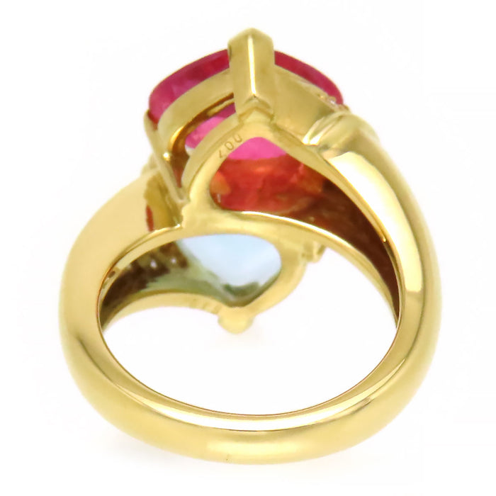 Ponte Vecchio 
Bague en tourmaline rose, topaze bleue et diamant