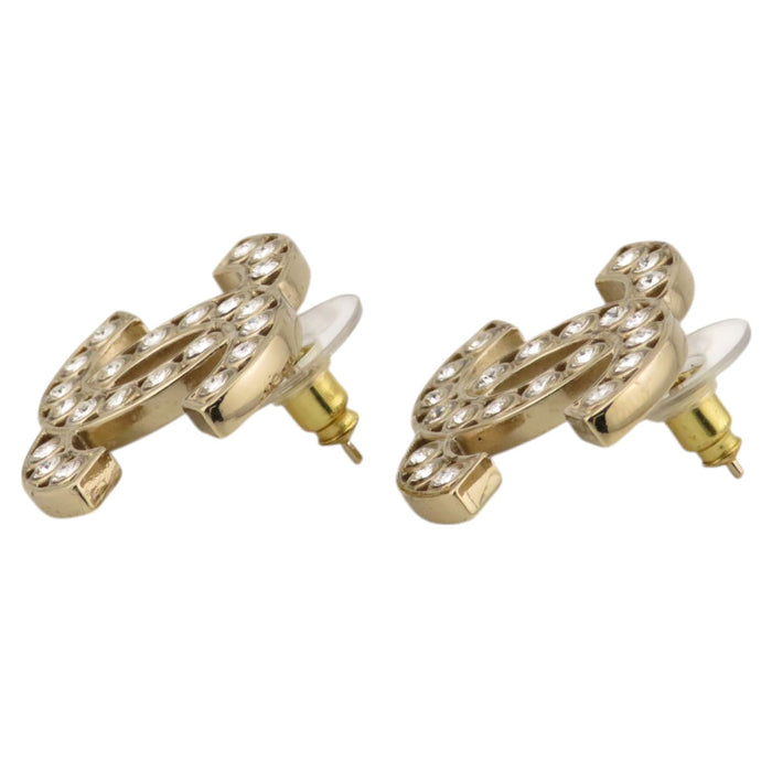 CHANEL 
B23S COCO CC Logo Light Gold Color Metal 
Coco Mark Rhinestone Earrings