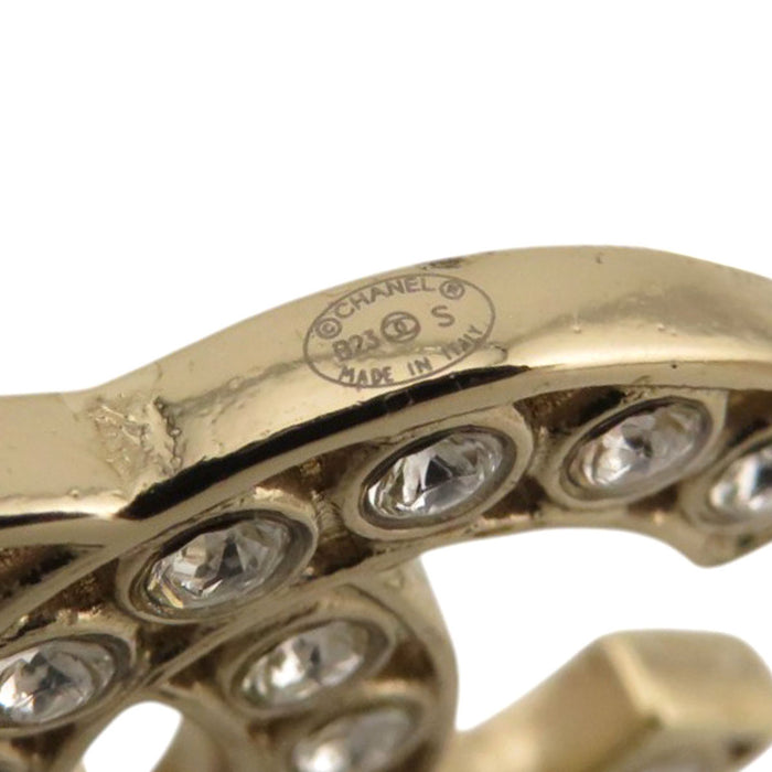 CHANEL 
B23S COCO CC Logo Light Gold Color Metal 
Coco Mark Rhinestone Earrings