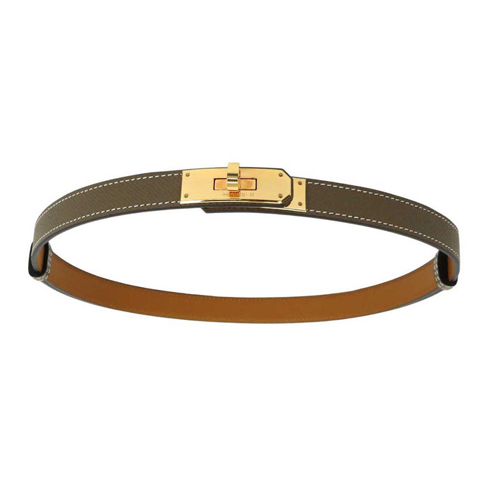 HERMES 
B刻印 23年製 ピンクゴールドメタル 
ケリー バックル レザー ベルト 18MM