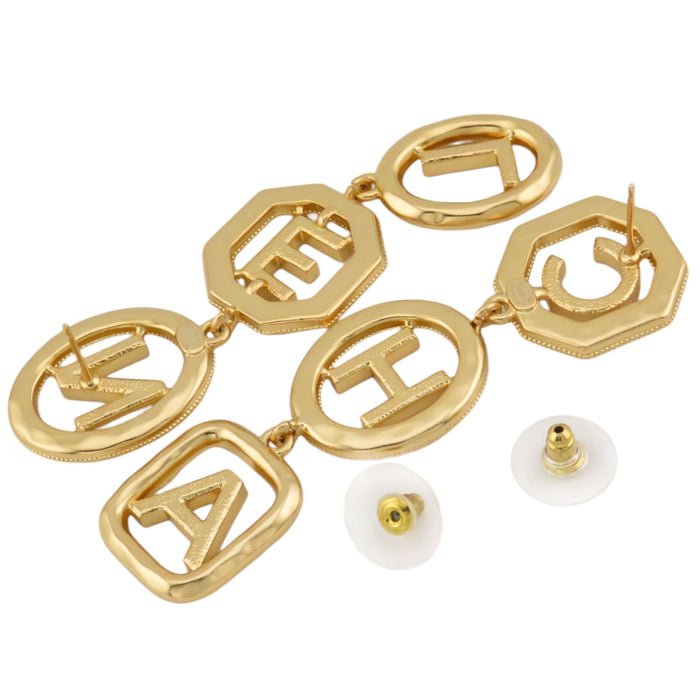 CHANEL 
F24A COCO CC Matelassé Gold Color Metal Rhinestone 
Coco Mark Logo Strass Earrings