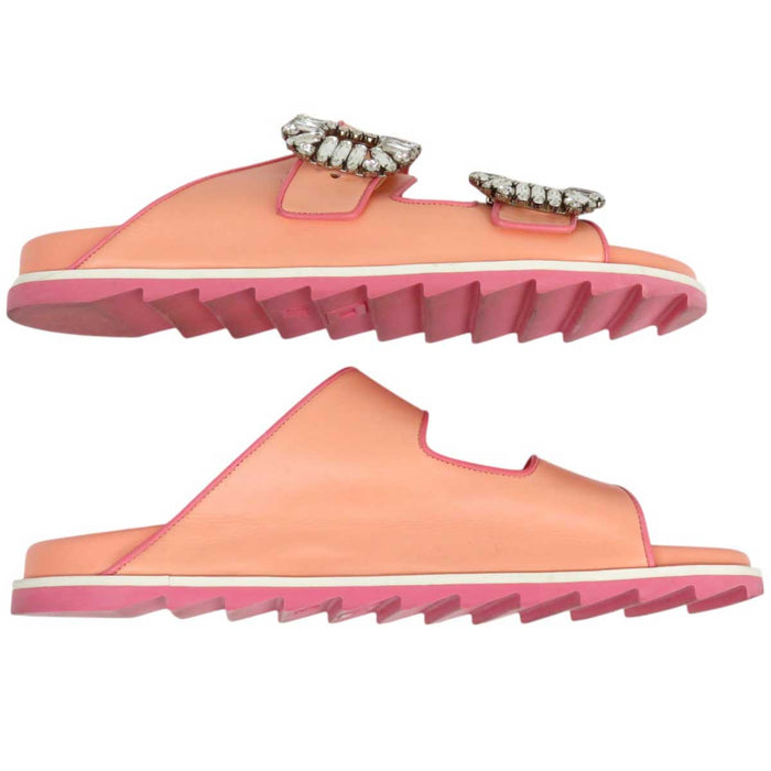 ROGER VIVIER 
ビジュー 
スライディ ヴィヴ レザー サンダル