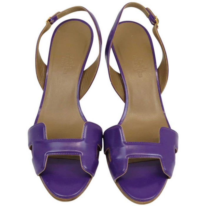 HERMES 
Hモチーフ バックストラップ レザー 
ナイト サンダル