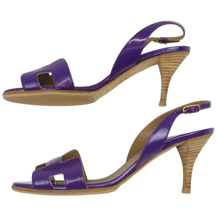 HERMES 
Hモチーフ バックストラップ レザー 
ナイト サンダル