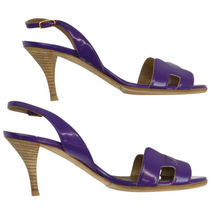 HERMES 
Hモチーフ バックストラップ レザー 
ナイト サンダル