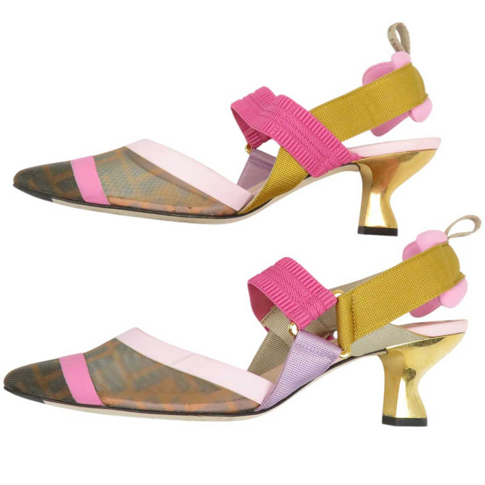 FENDI 
メッシュ ロゴ FF 
ズッカ柄 コリブリ パンプス