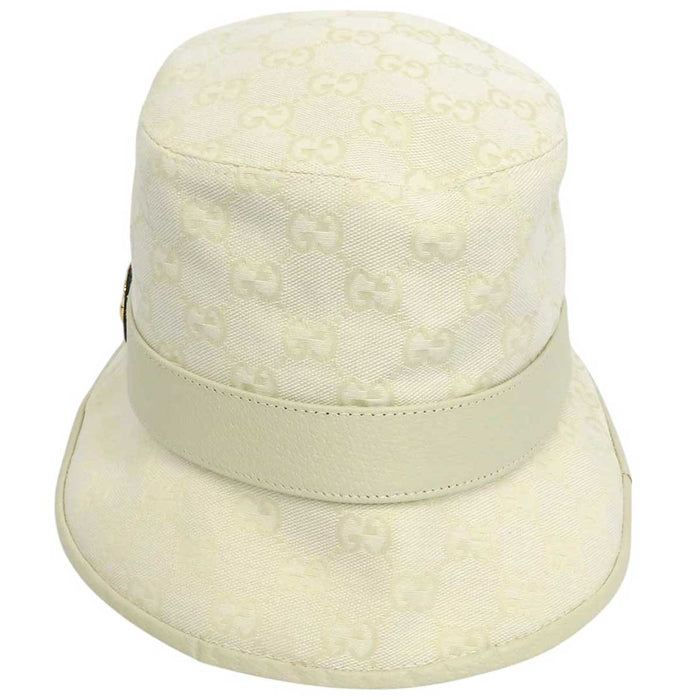 GUCCI 
ダブルG ロゴ 総柄 レザートリム 
GGキャンバス バケットハット