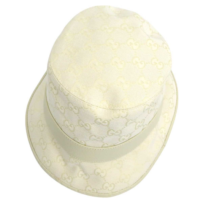 GUCCI 
ダブルG ロゴ 総柄 レザートリム 
GGキャンバス バケットハット