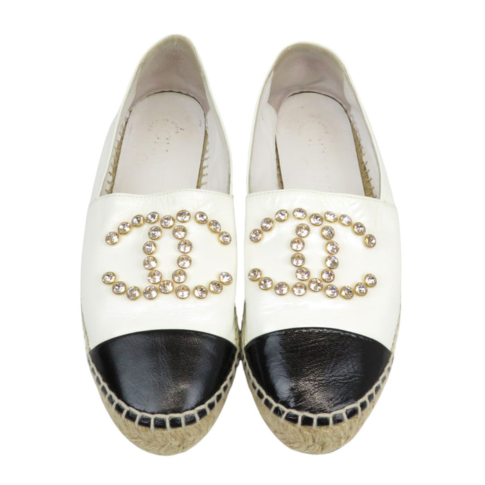 CHANEL 
COCO CC ロゴ ビジュー 
ココマーク パテントレザー エスパドリーユ