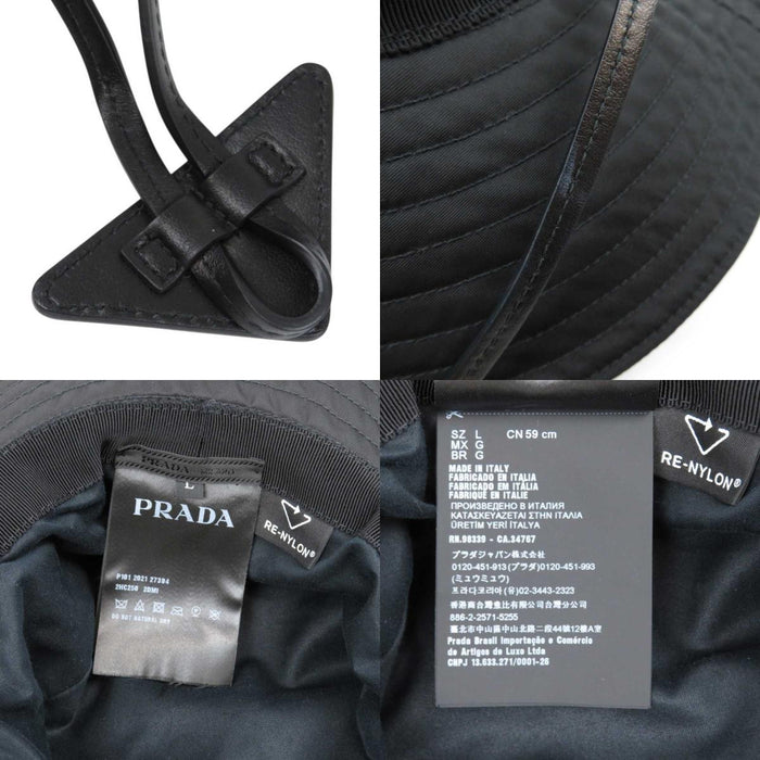 PRADA 
トライアングルロゴ ストラップ リナイロン レザー 
Re-Nylon ハット