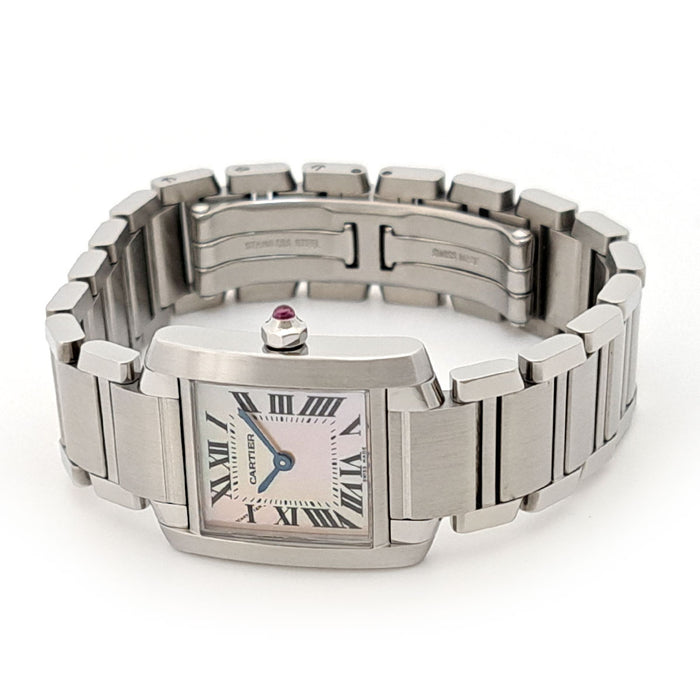 CARTIER 
Tank Française nacre rose 
avec certificat