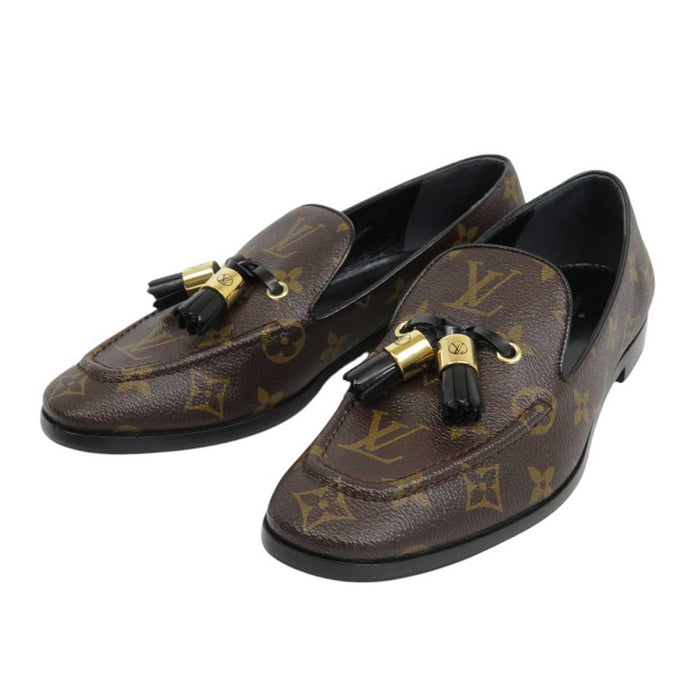 LOUIS VUITTON
All-over pattern moccasin logo gold color metal
LV monogram tassel leather loafer