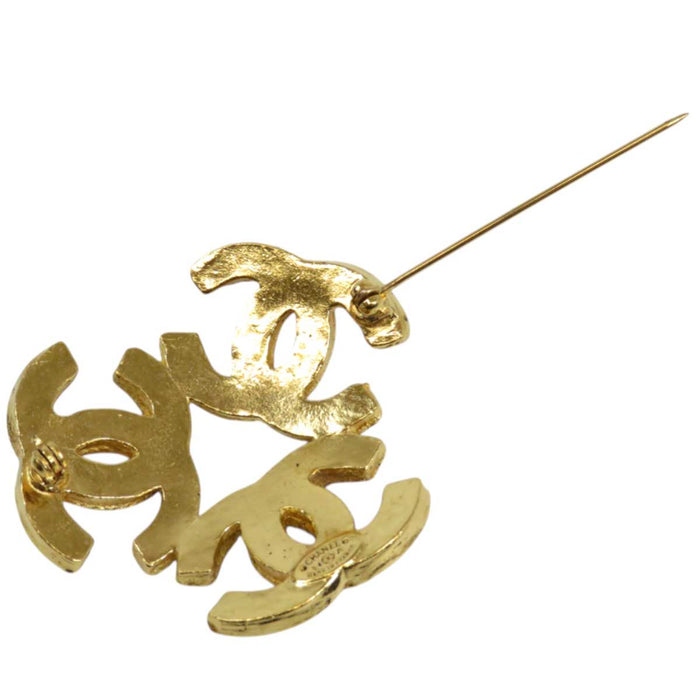 CHANEL 
94A Logo COCO CC Gold Color Metal GP 
Vintage Triple Coco Mark Pin Brooch