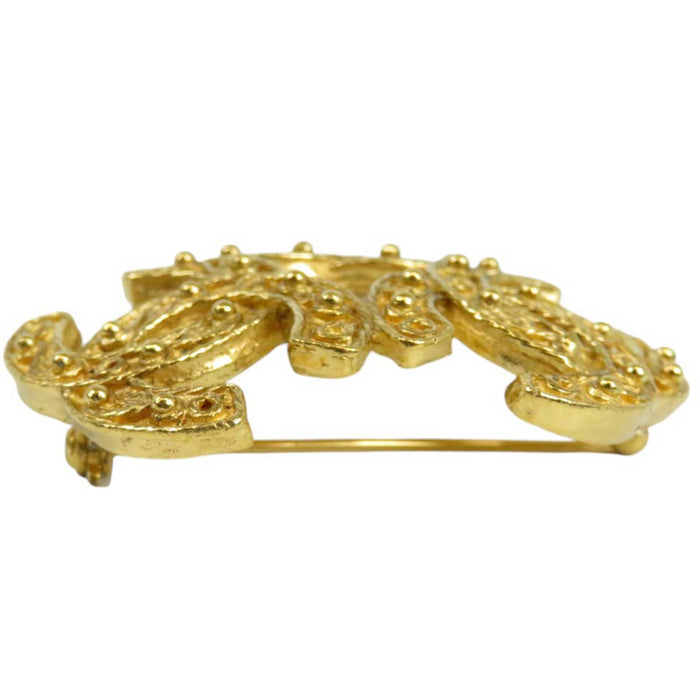CHANEL 
94A Logo COCO CC Gold Color Metal GP 
Vintage Triple Coco Mark Pin Brooch