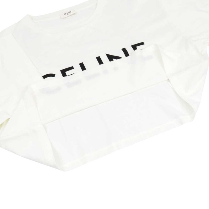 CELINE 
トップス コットン 
ロゴ プリント クロップド ショートスリーブ Tシャツ
