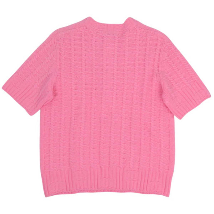 CHANEL 
COCO CC ロゴ ココボタン カシミヤ混 
ココマーク ケーブル 半袖 ニット
