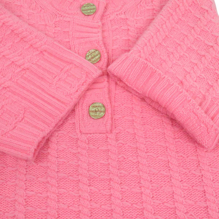 CHANEL 
COCO CC ロゴ ココボタン カシミヤ混 
ココマーク ケーブル 半袖 ニット