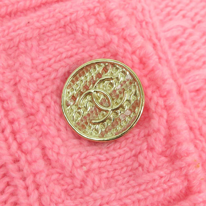 CHANEL 
COCO CC ロゴ ココボタン カシミヤ混 
ココマーク ケーブル 半袖 ニット