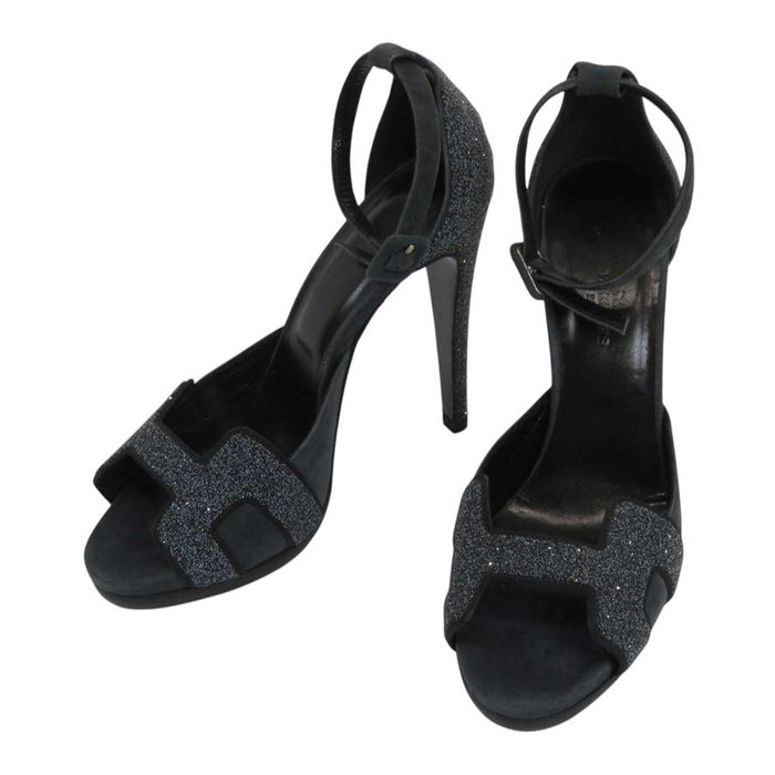 HERMES
H Ash Logo Open Toe High Heel Pin Heel
Ankle Strap Glitter Sandals