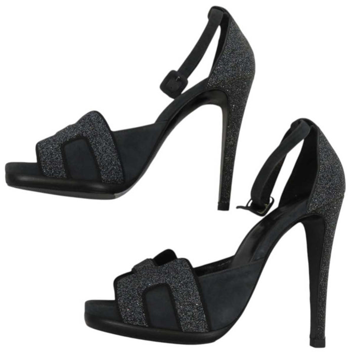 HERMES
H Ash Logo Open Toe High Heel Pin Heel
Ankle Strap Glitter Sandals