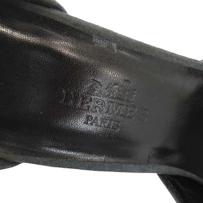 HERMES 
H アッシュ ロゴ オープントゥ ハイヒール ピンヒール 
アンクルストラップ グリッター サンダル