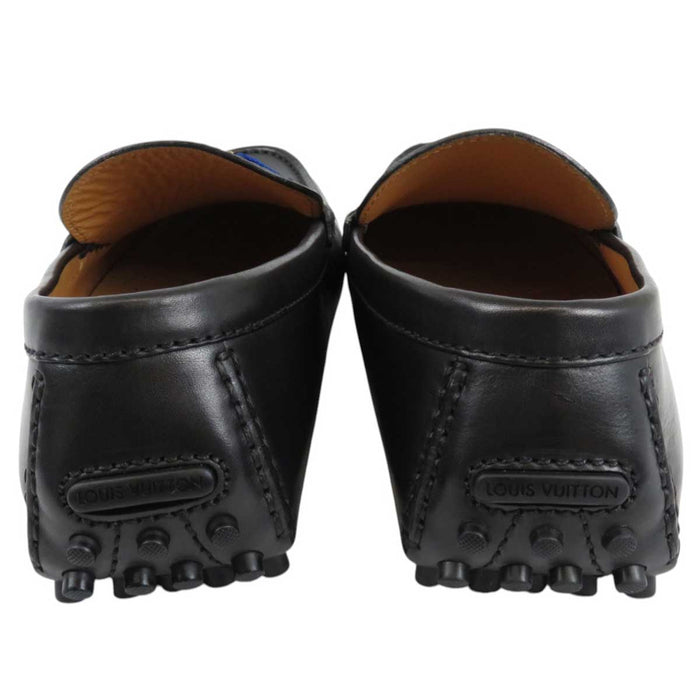 LOUIS VUITTON 
LV ロゴ ライン レザー ゴールドカラー金具 
ホッケンハイム ローファー