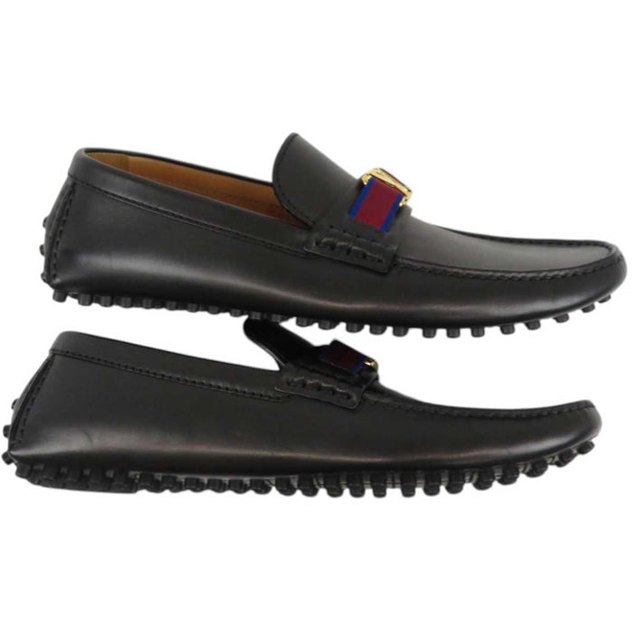 LOUIS VUITTON 
LV ロゴ ライン レザー ゴールドカラー金具 
ホッケンハイム ローファー