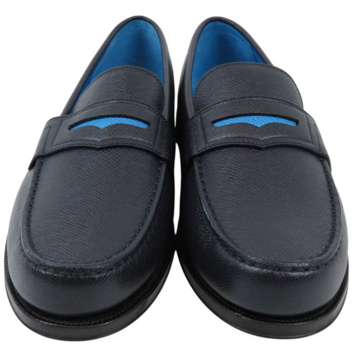 LOUIS VUITTON
2019 LV Logo Embossed
Taiga Signature Coin Loafers