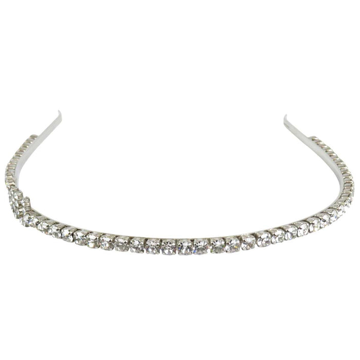 MIUMIU 
Rigid Hairband Headband Silver Color Metal 
Logo Crystal Bijou Hair Accessory