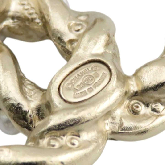 CHANEL 
COCO CC Logo A23B Light Gold Metal Stud Earrings 
Coco Mark Costume Pearl Strass Earrings