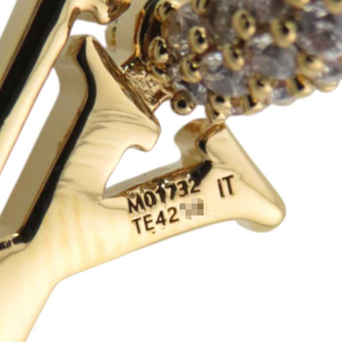 LOUIS VUITTON 
ロゴ ゴールドカラーメタル ラインストーン ビジュー 
フープ LV アイコニック ピアス