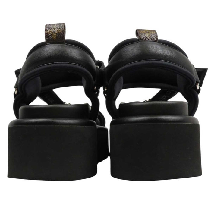 LOUIS VUITTON 
22年 LV ロゴ サークル レザー ファブリック 
プールピローライン サンダル