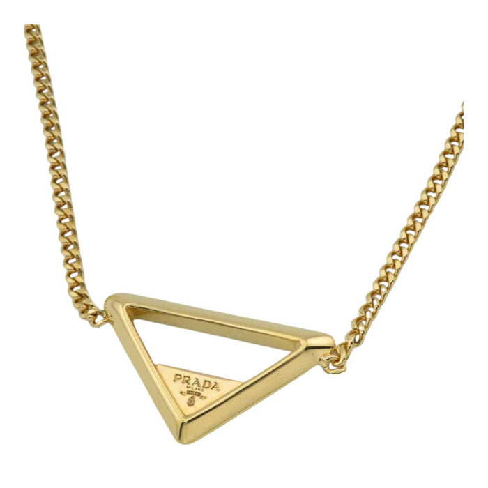 PRADA 
Triangle Logo Pendant Gold Color Metal 
Triangle Logo Necklace