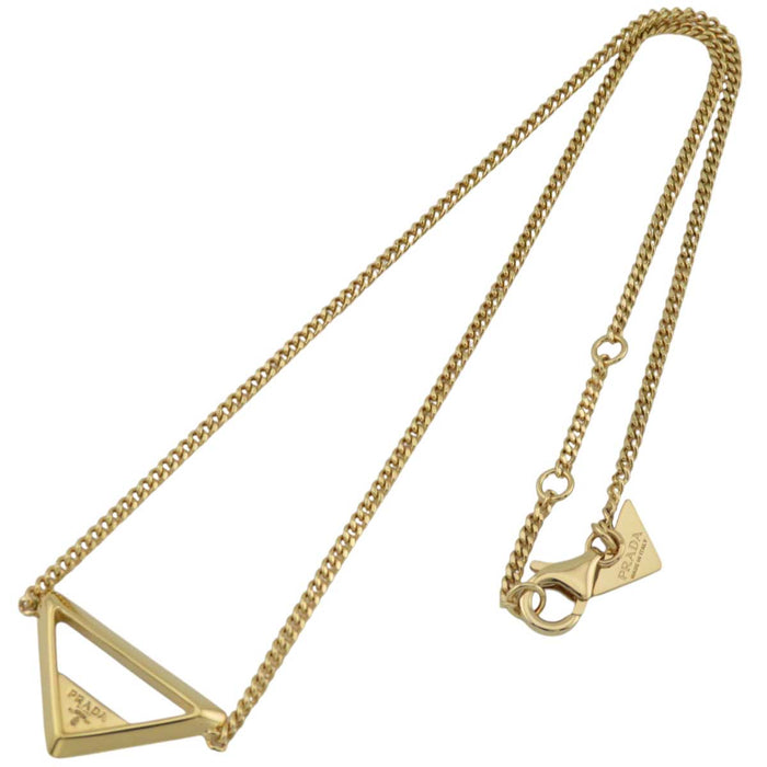 PRADA 
Triangle Logo Pendant Gold Color Metal 
Triangle Logo Necklace