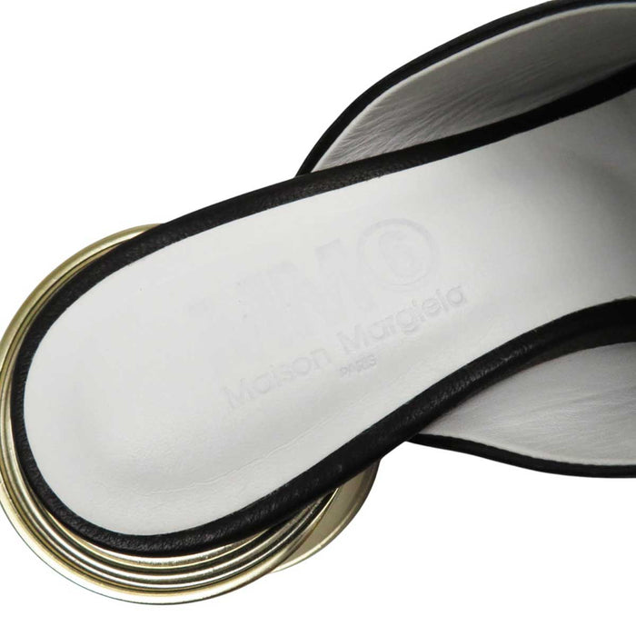 Maison Margiela 
ロゴ 缶ヒール オープントゥ スクエアトゥ 
MM6 レザー ミュール