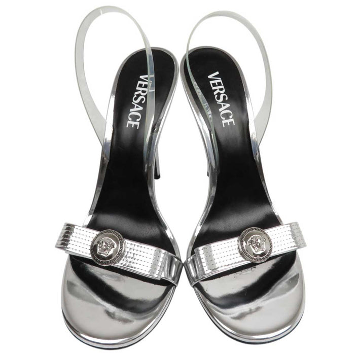 VERSACE
Medusa High Heel Pin Heel
Gianni Ribbon Metallic Sandals