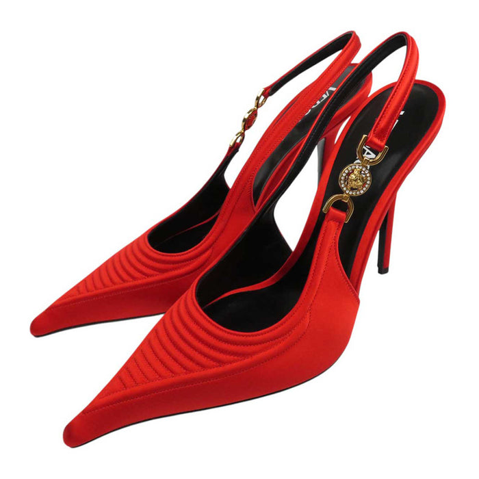 VERSACE
Medusa Rhinestone Satin Pin Heel
Slingback High Heel Pumps