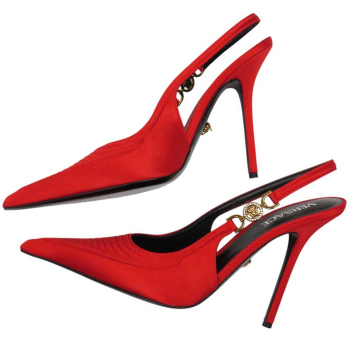 VERSACE
Medusa Rhinestone Satin Pin Heel
Slingback High Heel Pumps