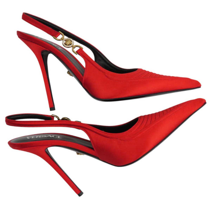VERSACE
Medusa Rhinestone Satin Pin Heel
Slingback High Heel Pumps