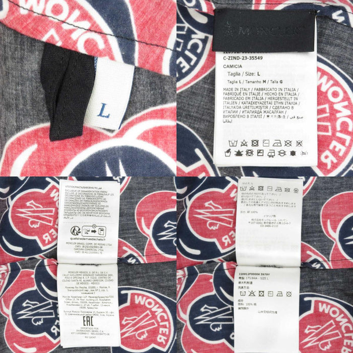 MONCLER 
総柄 ワッペン ハート 
ロゴ コットン 半袖シャツ